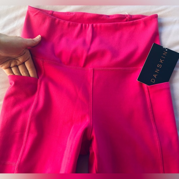 NWT DANSKIN Hot Pink High Waist XS Leggings 24” pockets - Picture 4 of 16